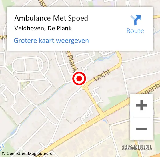 Locatie op kaart van de 112 melding: Ambulance Met Spoed Naar Veldhoven, De Plank op 5 februari 2020 07:32