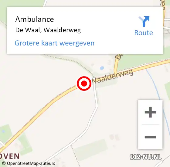 Locatie op kaart van de 112 melding: Ambulance De Waal, Waalderweg op 5 februari 2020 07:34