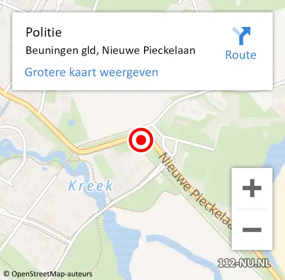 Locatie op kaart van de 112 melding: Politie Beuningen gld, Nieuwe Pieckelaan op 5 februari 2020 07:50