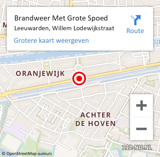 Locatie op kaart van de 112 melding: Brandweer Met Grote Spoed Naar Leeuwarden, Willem Lodewijkstraat op 5 februari 2020 08:29