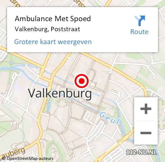 Locatie op kaart van de 112 melding: Ambulance Met Spoed Naar Valkenburg, Poststraat op 27 april 2014 13:25