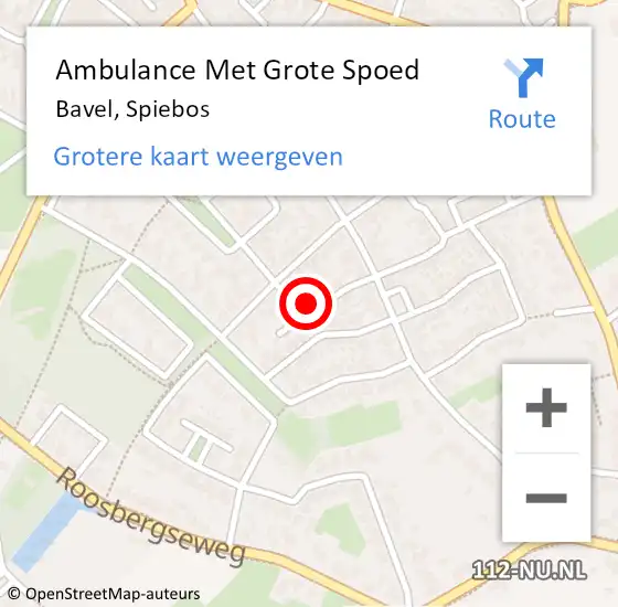 Locatie op kaart van de 112 melding: Ambulance Met Grote Spoed Naar Bavel, Spiebos op 27 april 2014 13:28