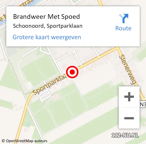 Locatie op kaart van de 112 melding: Brandweer Met Spoed Naar Schoonoord, Sportparklaan op 5 februari 2020 10:11