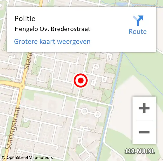 Locatie op kaart van de 112 melding: Politie Hengelo Ov, Brederostraat op 5 februari 2020 10:33