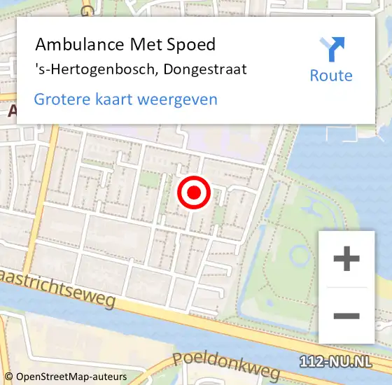 Locatie op kaart van de 112 melding: Ambulance Met Spoed Naar 's-Hertogenbosch, Dongestraat op 5 februari 2020 11:28