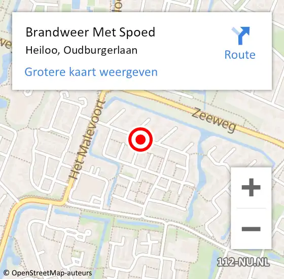 Locatie op kaart van de 112 melding: Brandweer Met Spoed Naar Heiloo, Oudburgerlaan op 5 februari 2020 11:32