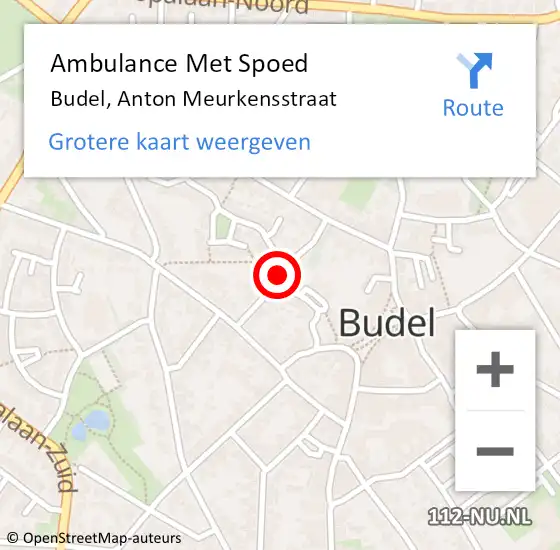 Locatie op kaart van de 112 melding: Ambulance Met Spoed Naar Budel, Anton Meurkensstraat op 5 februari 2020 12:17