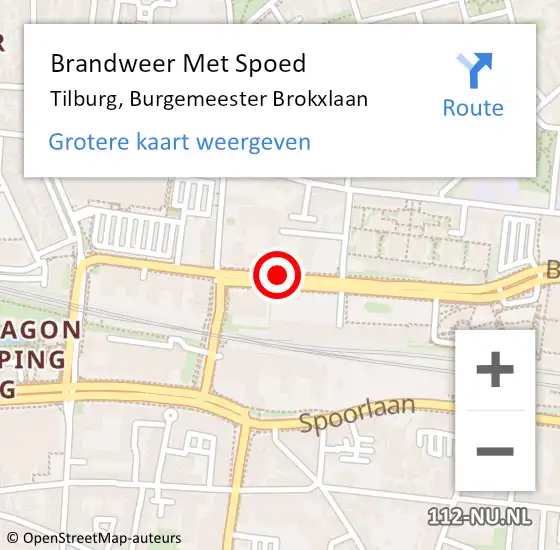 Locatie op kaart van de 112 melding: Brandweer Met Spoed Naar Tilburg, Burgemeester Brokxlaan op 5 februari 2020 13:03