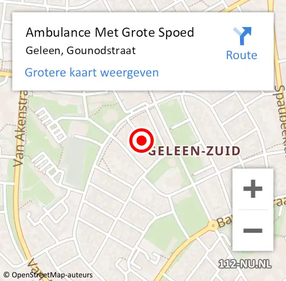 Locatie op kaart van de 112 melding: Ambulance Met Grote Spoed Naar Geleen, Gounodstraat op 27 april 2014 14:19