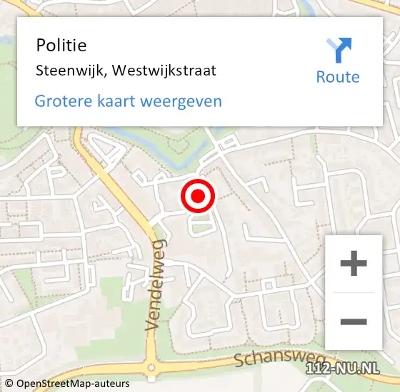 Locatie op kaart van de 112 melding: Politie Steenwijk, Westwijkstraat op 5 februari 2020 14:19