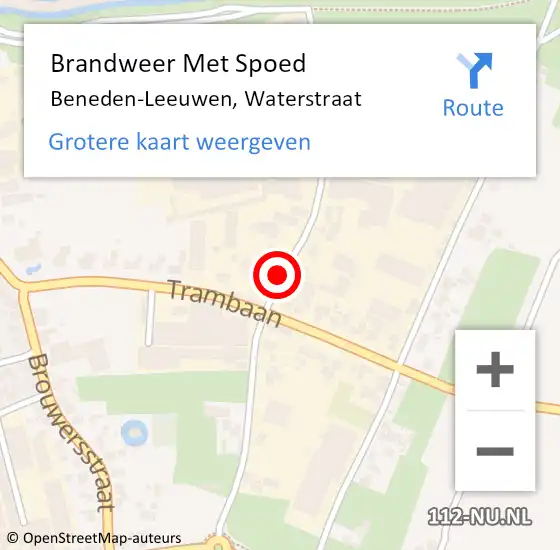 Locatie op kaart van de 112 melding: Brandweer Met Spoed Naar Beneden-Leeuwen, Waterstraat op 5 februari 2020 14:54