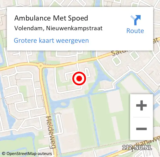 Locatie op kaart van de 112 melding: Ambulance Met Spoed Naar Volendam, Nieuwenkampstraat op 5 februari 2020 14:55