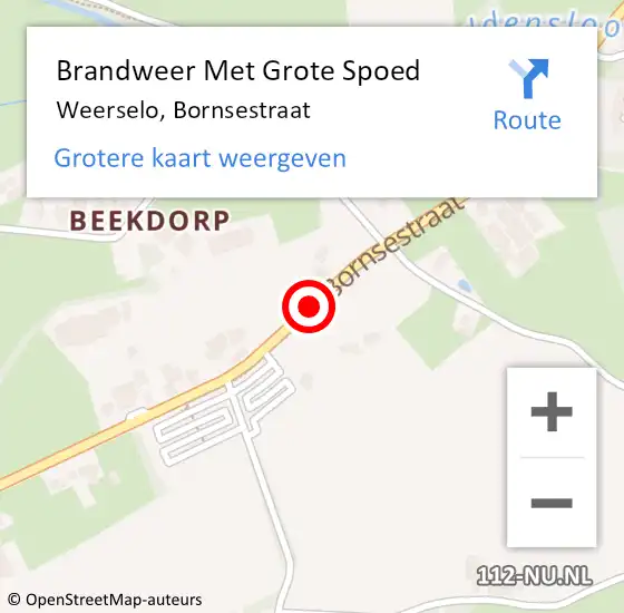 Locatie op kaart van de 112 melding: Brandweer Met Grote Spoed Naar Weerselo, Bornsestraat op 5 februari 2020 15:29