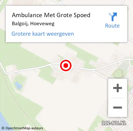 Locatie op kaart van de 112 melding: Ambulance Met Grote Spoed Naar Balgoij, Hoeveweg op 5 februari 2020 15:48