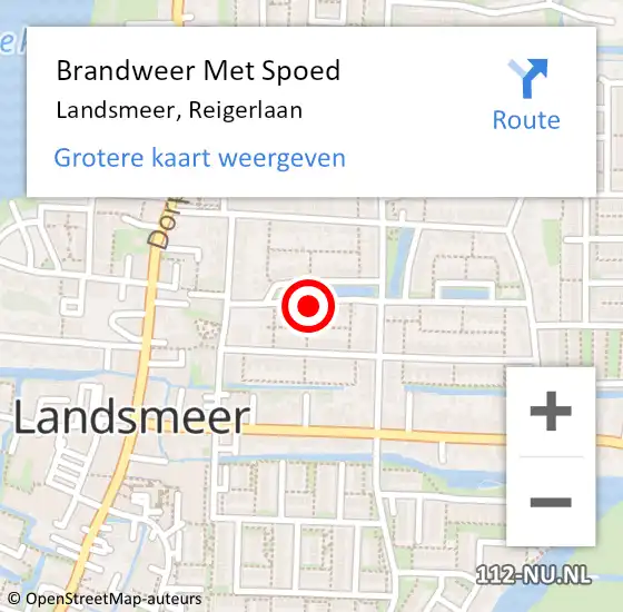 Locatie op kaart van de 112 melding: Brandweer Met Spoed Naar Landsmeer, Reigerlaan op 5 februari 2020 15:52