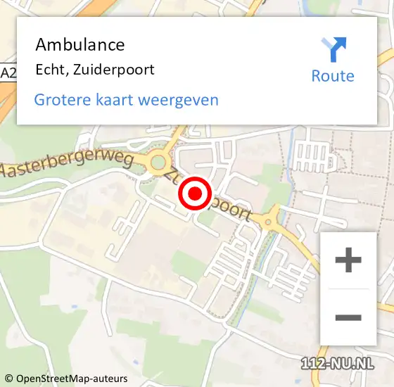 Locatie op kaart van de 112 melding: Ambulance Echt, Zuiderpoort op 5 februari 2020 16:30