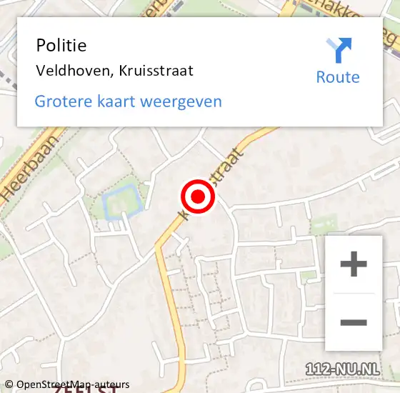 Locatie op kaart van de 112 melding: Politie Veldhoven, Kruisstraat op 5 februari 2020 16:43