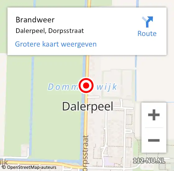 Locatie op kaart van de 112 melding: Brandweer Dalerpeel, Dorpsstraat op 5 februari 2020 17:25