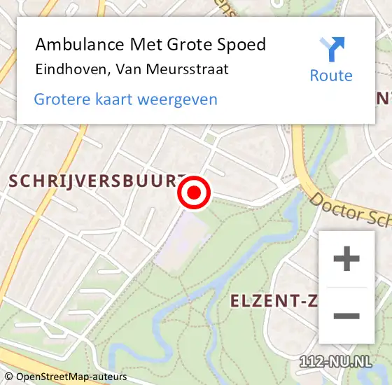 Locatie op kaart van de 112 melding: Ambulance Met Grote Spoed Naar Eindhoven, Van Meursstraat op 5 februari 2020 17:36