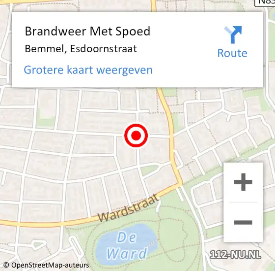 Locatie op kaart van de 112 melding: Brandweer Met Spoed Naar Bemmel, Esdoornstraat op 5 februari 2020 18:06