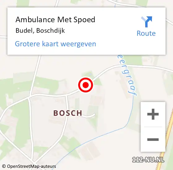 Locatie op kaart van de 112 melding: Ambulance Met Spoed Naar Budel, Boschdijk op 5 februari 2020 18:08