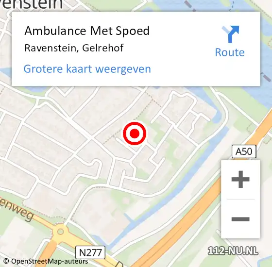 Locatie op kaart van de 112 melding: Ambulance Met Spoed Naar Ravenstein, Gelrehof op 5 februari 2020 18:46