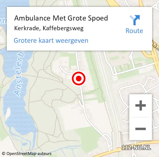 Locatie op kaart van de 112 melding: Ambulance Met Grote Spoed Naar Kerkrade, Kaffebergsweg op 5 februari 2020 18:55