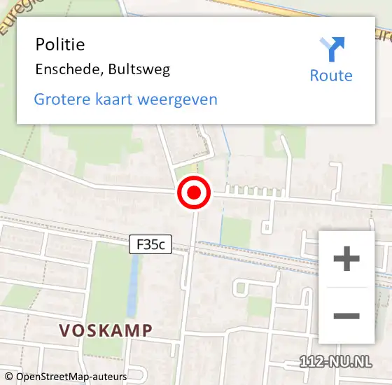 Locatie op kaart van de 112 melding: Politie Enschede, Bultsweg op 5 februari 2020 19:11