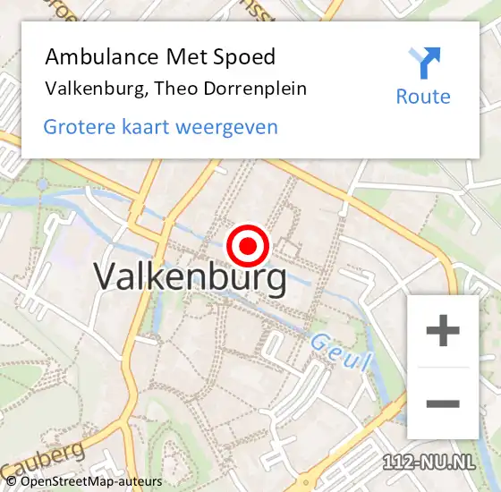 Locatie op kaart van de 112 melding: Ambulance Met Spoed Naar Valkenburg, Theo Dorrenplein op 27 april 2014 14:56