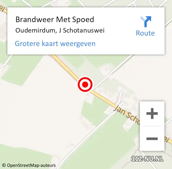 Locatie op kaart van de 112 melding: Brandweer Met Spoed Naar Oudemirdum, Jan Schotanuswei op 5 februari 2020 20:54