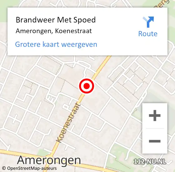 Locatie op kaart van de 112 melding: Brandweer Met Spoed Naar Amerongen, Koenestraat op 5 februari 2020 23:36