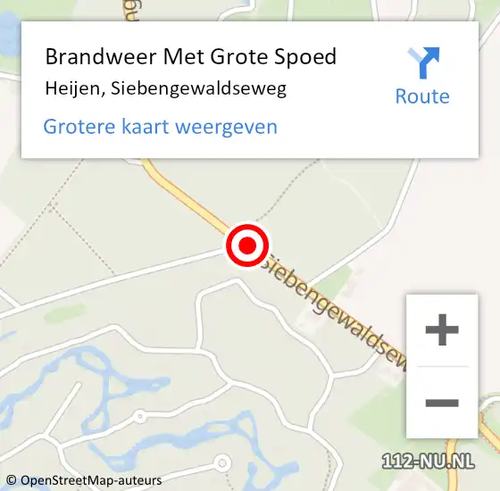 Locatie op kaart van de 112 melding: Brandweer Met Grote Spoed Naar Heijen, Siebengewaldseweg op 6 februari 2020 01:30