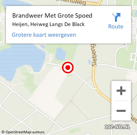 Locatie op kaart van de 112 melding: Brandweer Met Grote Spoed Naar Heijen, Heiweg Langs De Black op 6 februari 2020 01:39