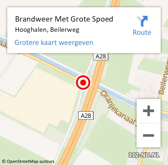 Locatie op kaart van de 112 melding: Brandweer Met Grote Spoed Naar Hooghalen, Beilerweg op 6 februari 2020 03:35