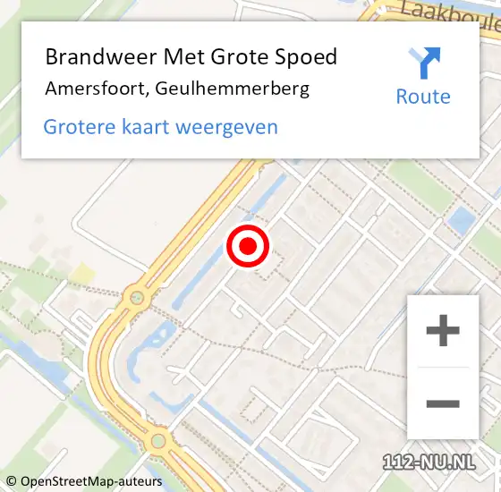 Locatie op kaart van de 112 melding: Brandweer Met Grote Spoed Naar Amersfoort, Geulhemmerberg op 6 februari 2020 04:55