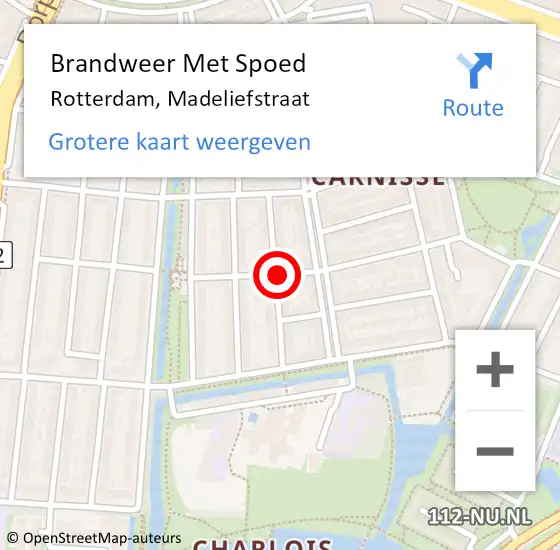 Locatie op kaart van de 112 melding: Brandweer Met Spoed Naar Rotterdam, Madeliefstraat op 6 februari 2020 06:09
