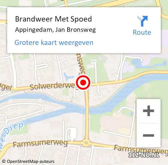 Locatie op kaart van de 112 melding: Brandweer Met Spoed Naar Appingedam, Jan Bronsweg op 6 februari 2020 07:40
