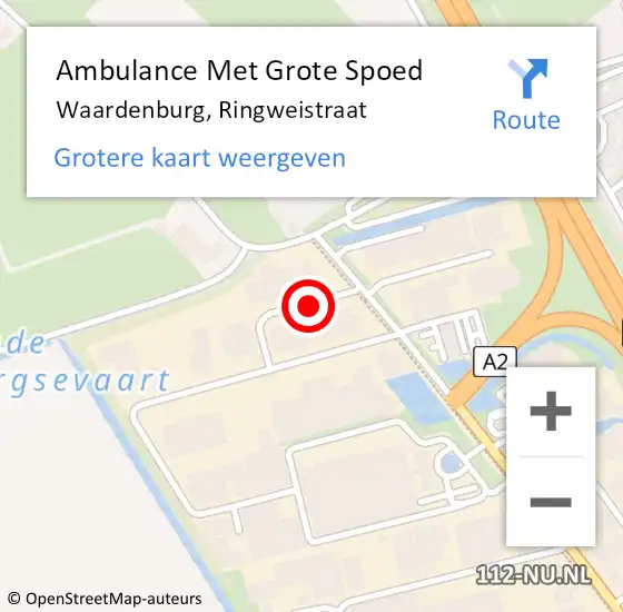 Locatie op kaart van de 112 melding: Ambulance Met Grote Spoed Naar Waardenburg, Ringweistraat op 6 februari 2020 07:48