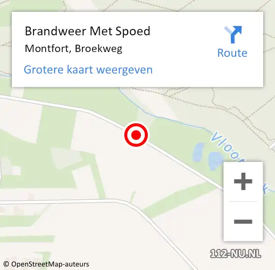 Locatie op kaart van de 112 melding: Brandweer Met Spoed Naar Montfort, Broekweg op 6 februari 2020 08:43