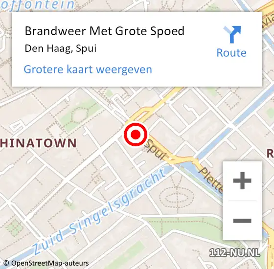 Locatie op kaart van de 112 melding: Brandweer Met Grote Spoed Naar Den Haag, Spui op 6 februari 2020 08:50