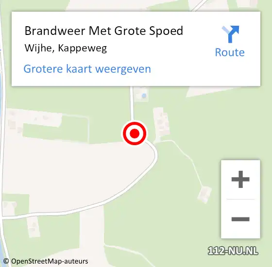 Locatie op kaart van de 112 melding: Brandweer Met Grote Spoed Naar Wijhe, Kappeweg op 6 februari 2020 09:32