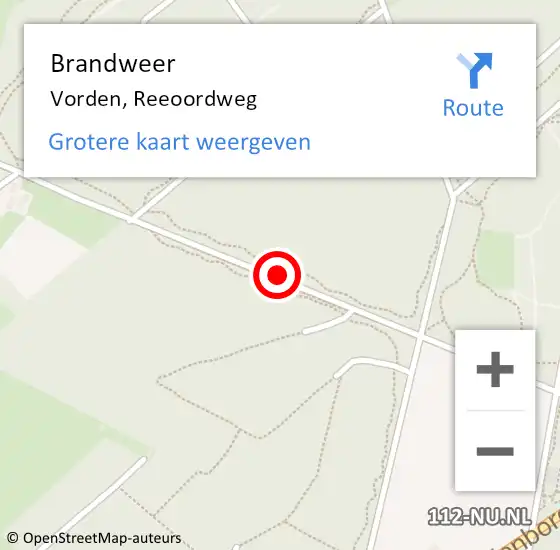 Locatie op kaart van de 112 melding: Brandweer Vorden, Reeoordweg op 6 februari 2020 09:39