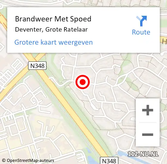 Locatie op kaart van de 112 melding: Brandweer Met Spoed Naar Deventer, Grote Ratelaar op 6 februari 2020 09:42