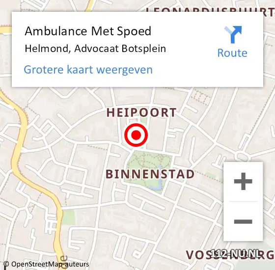 Locatie op kaart van de 112 melding: Ambulance Met Spoed Naar Helmond, Advocaat Botsplein op 6 februari 2020 10:07