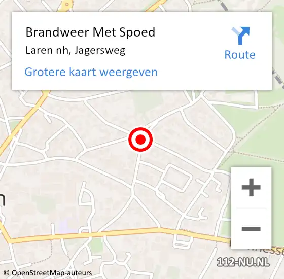 Locatie op kaart van de 112 melding: Brandweer Met Spoed Naar Laren nh, Jagersweg op 6 februari 2020 10:35