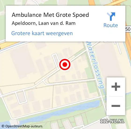 Locatie op kaart van de 112 melding: Ambulance Met Grote Spoed Naar Apeldoorn, Laan van d. Ram op 6 februari 2020 10:35
