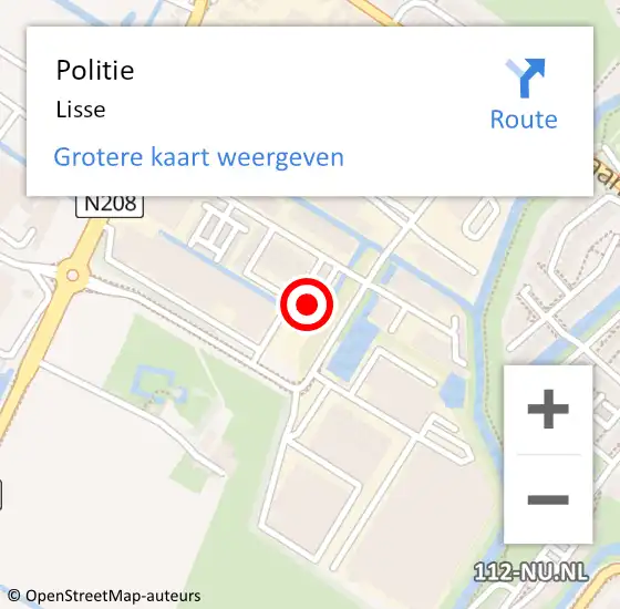 Locatie op kaart van de 112 melding: Politie Lisse op 6 februari 2020 12:00