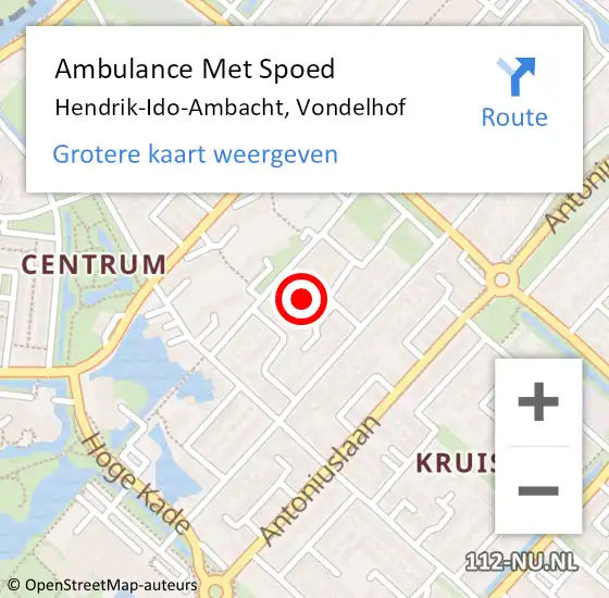 Locatie op kaart van de 112 melding: Ambulance Met Spoed Naar Hendrik-Ido-Ambacht, Vondelhof op 6 februari 2020 12:53