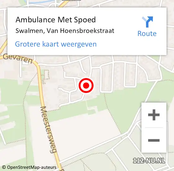 Locatie op kaart van de 112 melding: Ambulance Met Spoed Naar Swalmen, Van Hoensbroekstraat op 6 februari 2020 12:59