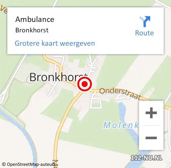 Locatie op kaart van de 112 melding: Ambulance Bronkhorst op 6 februari 2020 13:19